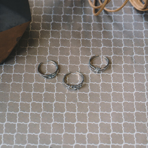 Philip Jones Jewellery Set of Three Silver Plated Adjustable Toe Rings Created with Zircondia Crystals 2