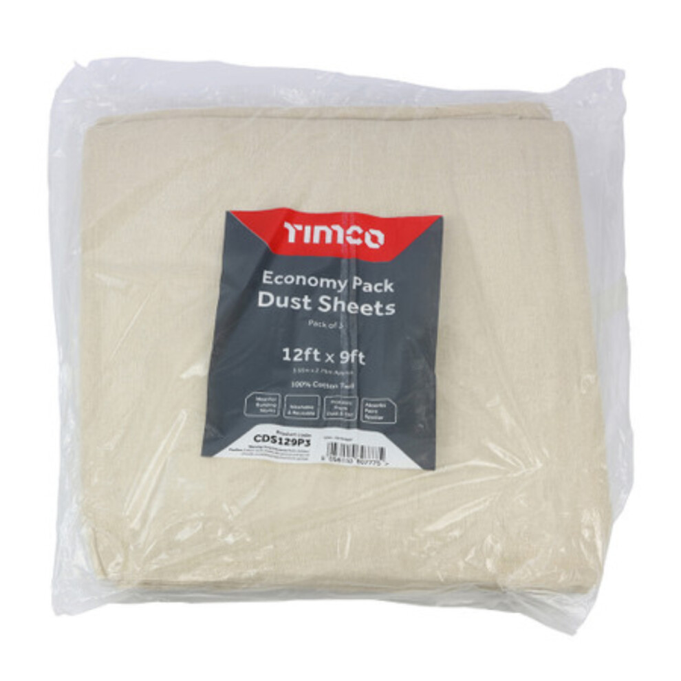 Timco Cotton Twill Dust Sheet - 12ft x 9ft (3 Bag)