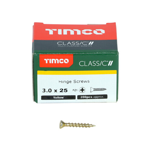 TIMco Timco Classic Countersunk Multi-Purpose Hinge Screws (Yellow) - 3 x 25mm (200 Pack Box)