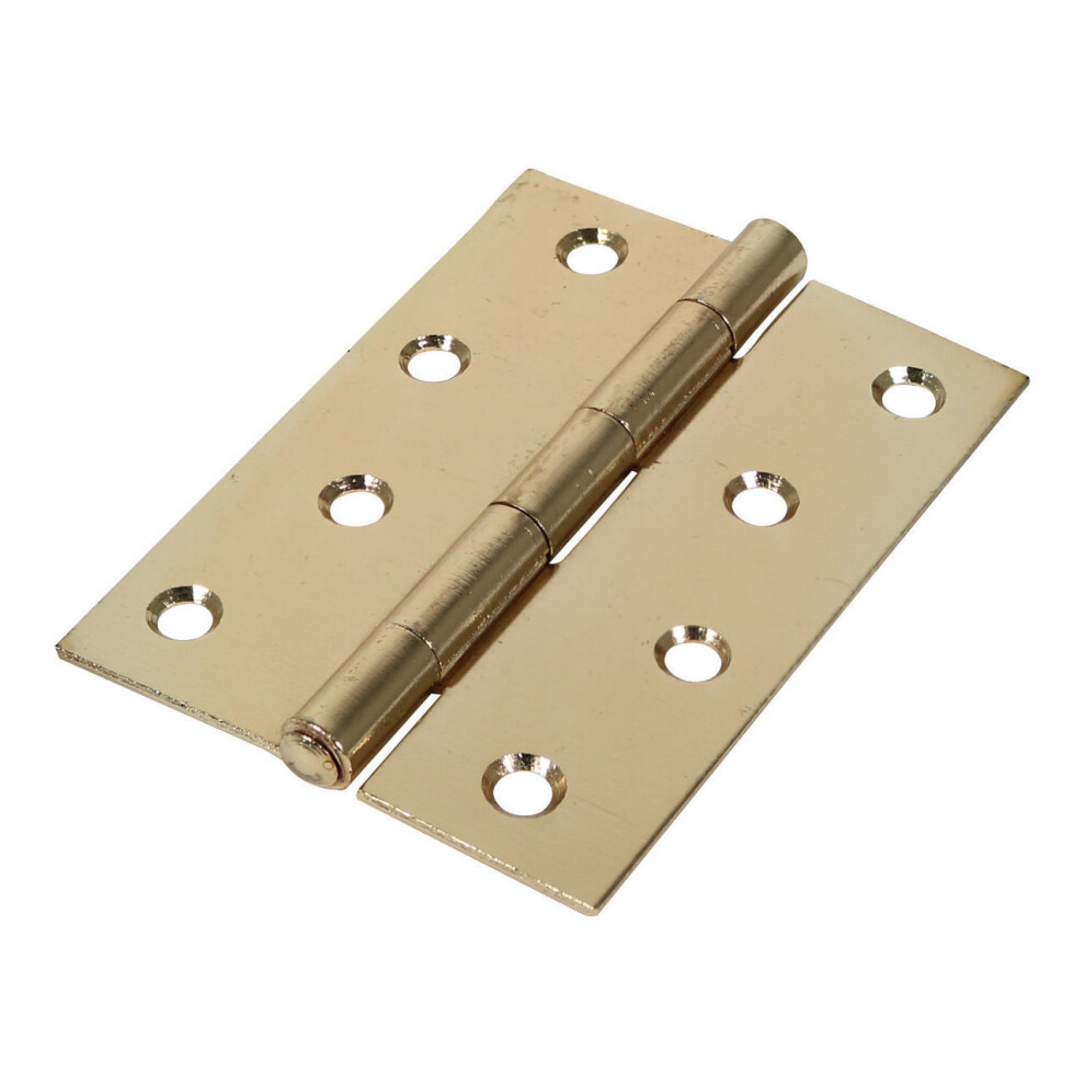 Timco Steel 1838 Pattern Fixed Pin Butt Hinge - 100 x 70 x 1.7mm (Electro Brass) (2 Pack)