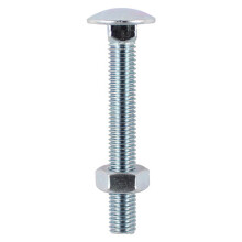 Timco Steel Dome Head Carriage Bolts with Hex Nuts (Silver) - M12 x 65mm (25 Pack Box)
