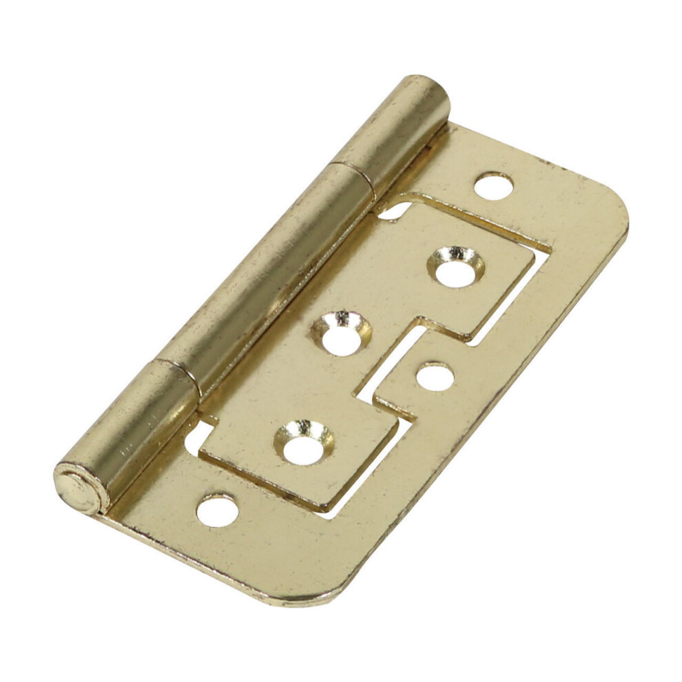 Timco Steel 105 Pattern Radius Corner Flush Hinge - 75 x 51 x 1.5mm (Electro Brass) (2 Pack)