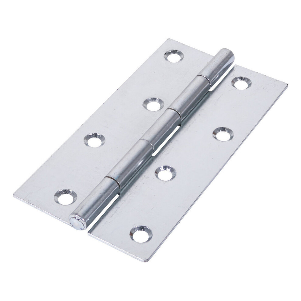 Timco Steel Narrow Pattern Uncranked Fixed Pin Butt Hinge - 127 x 65 x 1.7mm (Bright Zinc) (2 Pack)