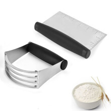 2pcs For Kitchen With Scale Stainless Steel Pastry Blender Noodle Home Bench Scraper Butter Spatula Baking Tools Dough Cutter