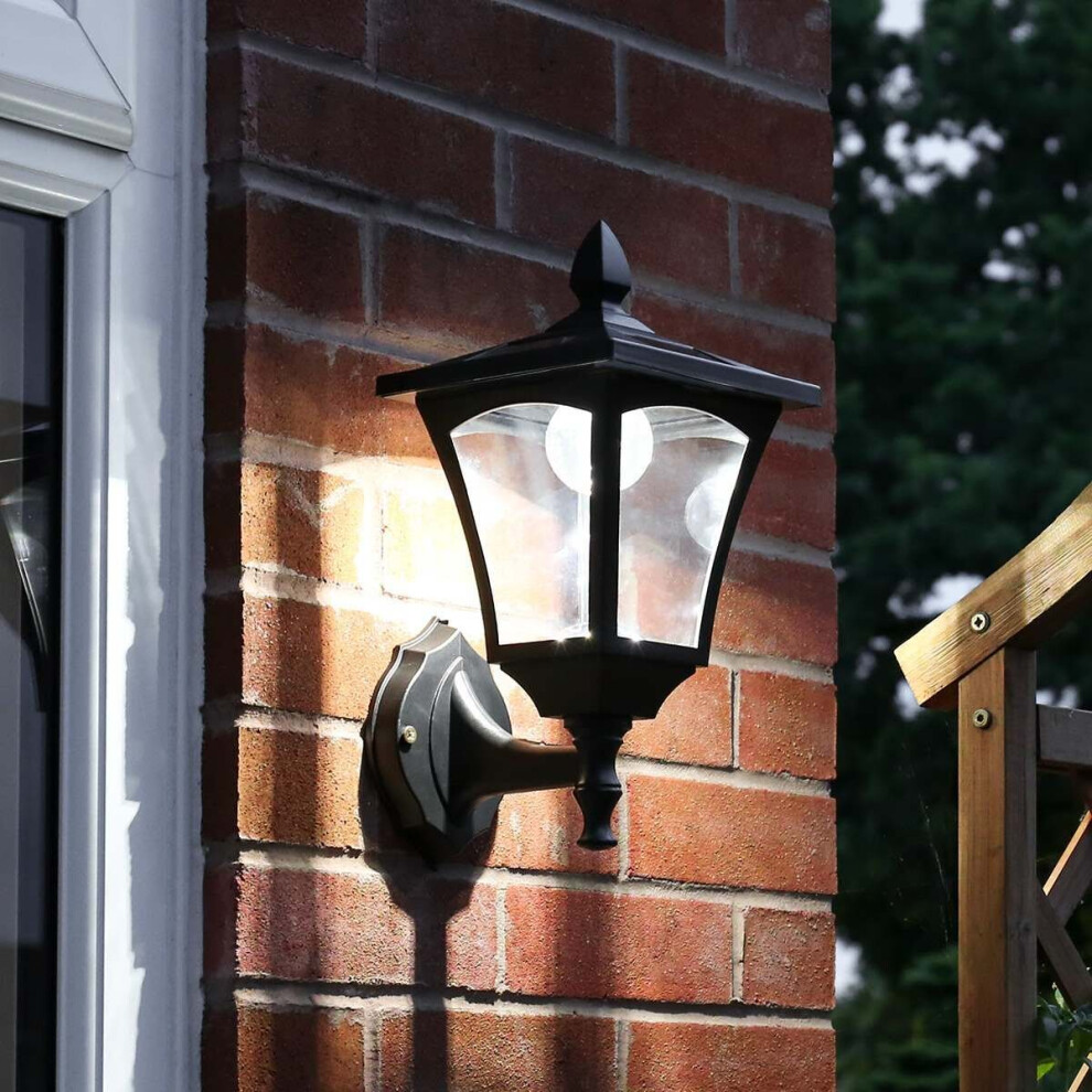 Solar Power Outdoor Traditional LED Lantern Wall Welcome Light - White