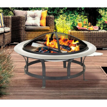 Outdoor Garden Square Stove Patio Heater Black Round BBQ Fire Pit