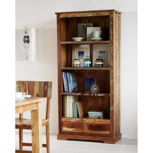 Tall Rustic Bookcase Vintage Industrial Style Large Solid Wood Storage Display Shelving Cabinet Unit