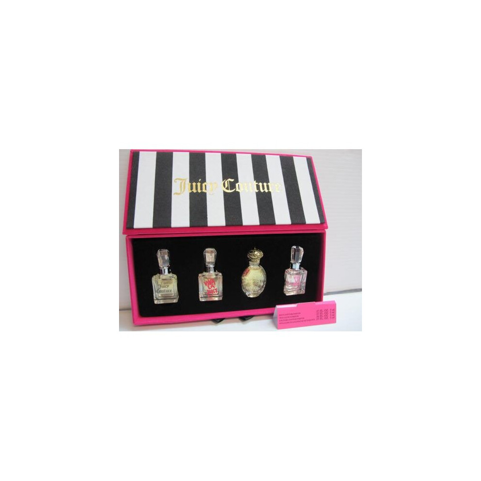 Juicy Couture 4 Pcs Mini Set: Juicy Couture 5 Ml Parfum + Viva La Juicy 5 Ml Parfum + Couture Couture 5 Ml Parfum + Viva La Juicy La Fleur 5 Ml Edt