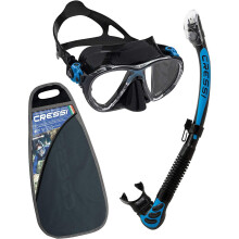 (Black/Blue) Cressi Big Eyes Evolution & Alpha Ultra Dry Snorkelling Combo
