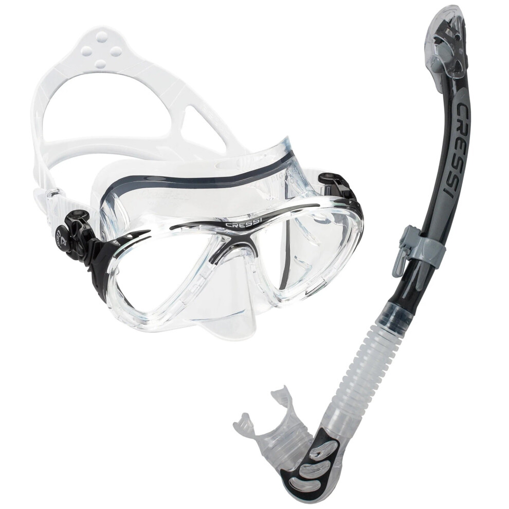 (Clear/Black) Cressi Big Eyes Evolution & Alpha Ultra Dry Snorkelling Combo