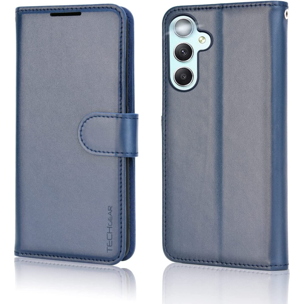 Techgear Samsung Galaxy A34 5G Leather Wallet Case, Flip Protective Cover With Wallet Card Holder, Stand And Wrist Strap - Pu Leather With Magnetic Closure