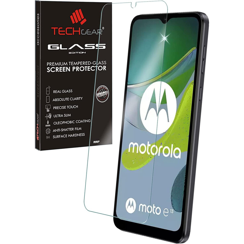 Techgear Glass For Motorola Moto E13, Tempered Glass Screen Protector Cover [2.5D Round Edge] [9H Hardness] [Crystal Clarity] [Scratch-Resistant] [No-Bubble]