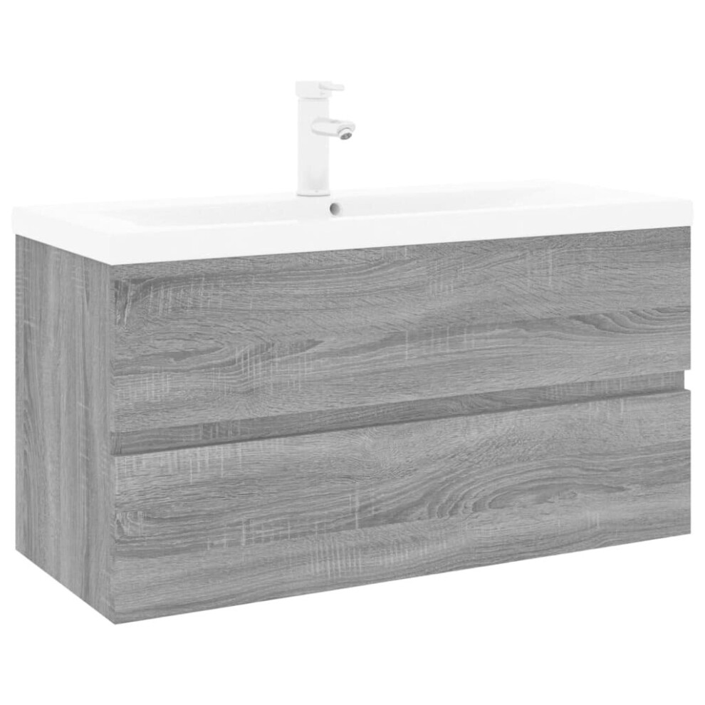 (grey sonoma, 90 x 38.5 x 45 cm) vidaXL Sink Cabinet Home Bathroom Sink Unit Storage Cabinet Engineered Wood