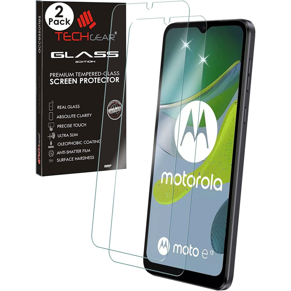 [2 Pack] GLASS for Motorola Moto E13, Tempered Glass Screen Protector Covers [9H Hardness] [Crystal Clarity] [Scratch-Resistant] [No-Bubble]