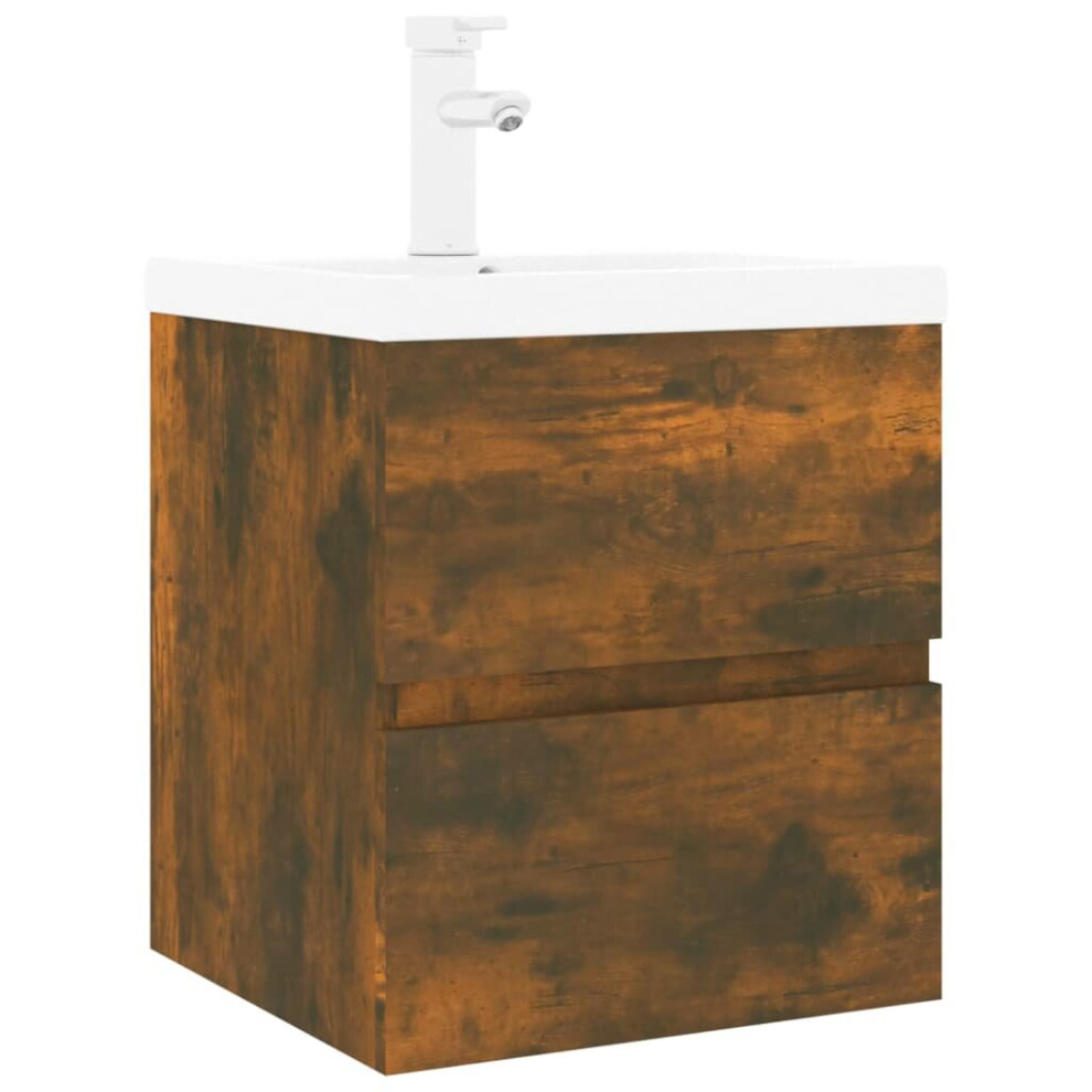 (smoked oak, 41 x 38.5 x 45 cm) vidaXL Sink Cabinet Home Bathroom Sink Unit Storage Cabinet Engineered Wood