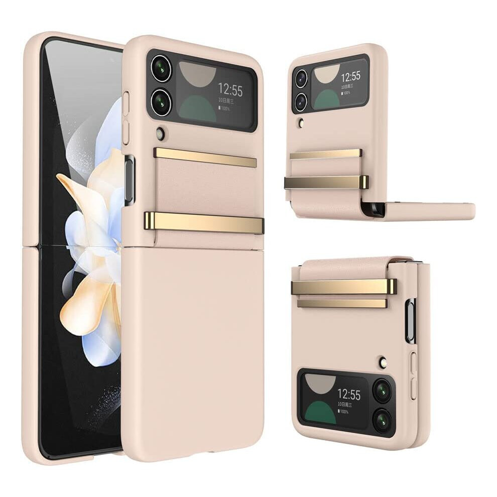 Samsung Galaxy Z Flip 4 Screen Protector Case, Z Flip 4 Case With Stylish Leather Hinge & Metal Trim, Hard Pc Shockproof [Screen Protector] Case 5056284467072