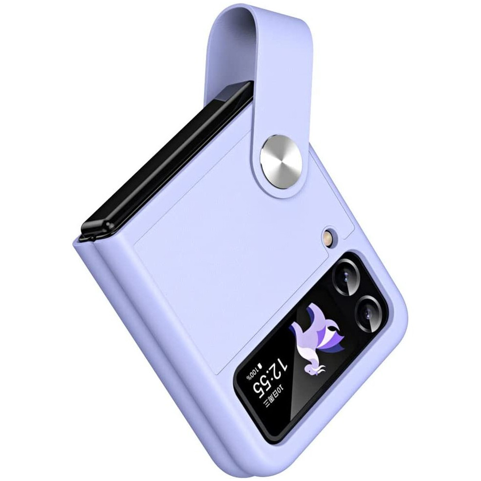 Techgear Samsung Galaxy Z Flip 4 / Flip 3 Case, Z Flip 4/3 Leather Case With Leather Finger Holder, Hard Pc Shockproof Protective Bumper Case