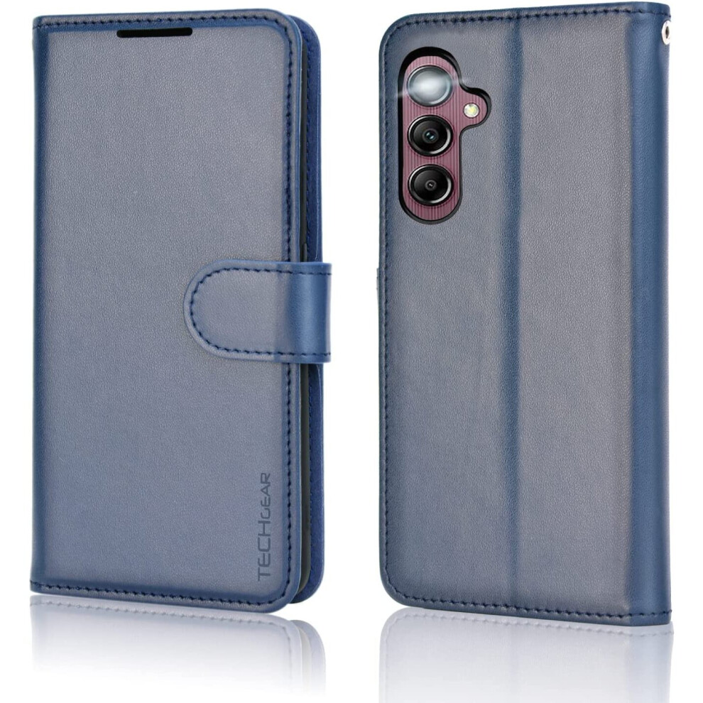 Techgear Galaxy A14 5G Leather Wallet Case, Flip Protective Cover With Wallet Card Holder, Stand And Wrist Strap - Pu Leather With Magnetic Closure
