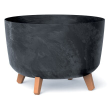 (400mm , anthracite) Round Concrete Look Planter Flower Pot Indoor Outdoor Garden Decor With Legs