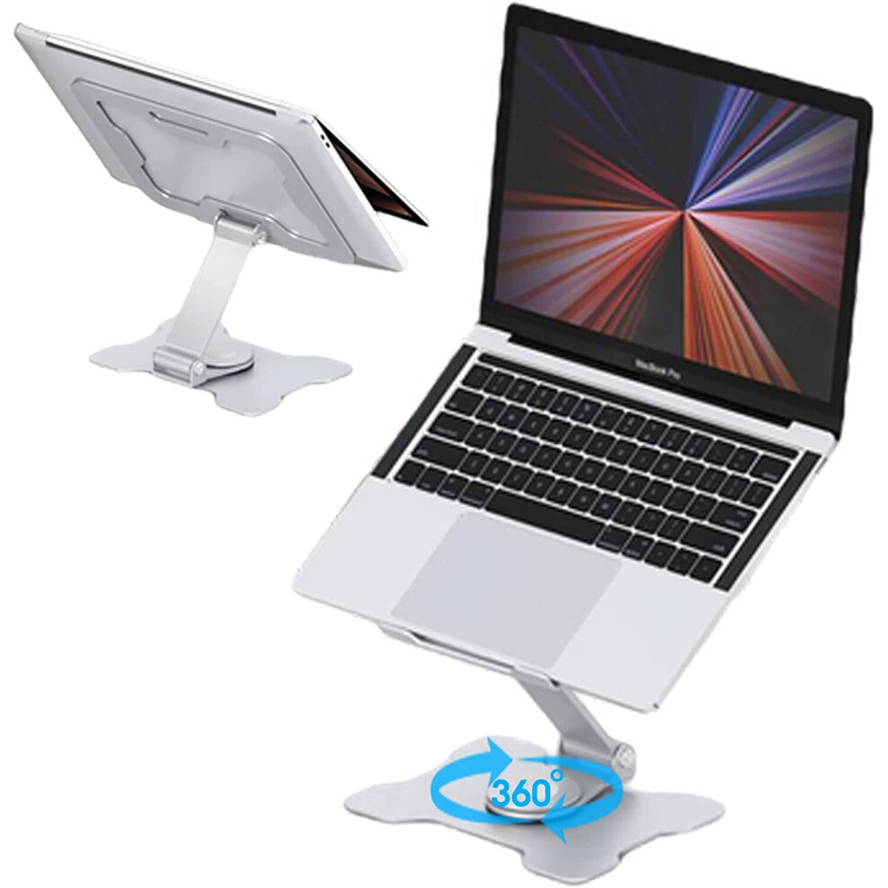 Laptop Stand with 360 Rotating Base, Adjustable Stand with Heat-Vent, Dual Rotary Foldable for Easy Storage, Fits MacBook/All Laptops up to 17 inches