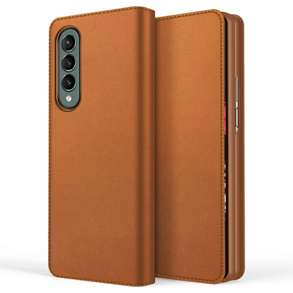 Samsung Galaxy Z Fold 4 Leather Wallet Case, Detachable Magnetic 2in1 Case with Screen Frame, Card Wallet & Stand - PU Leather Case