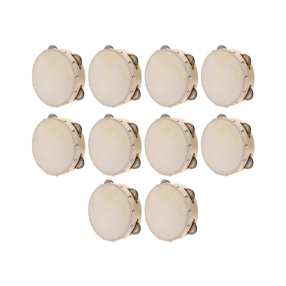 Jojomino 10X 6In Hand Held Tambourine Drum Bell Metal Jingles Percussion Musical Toy For Ktv Party Kids Games