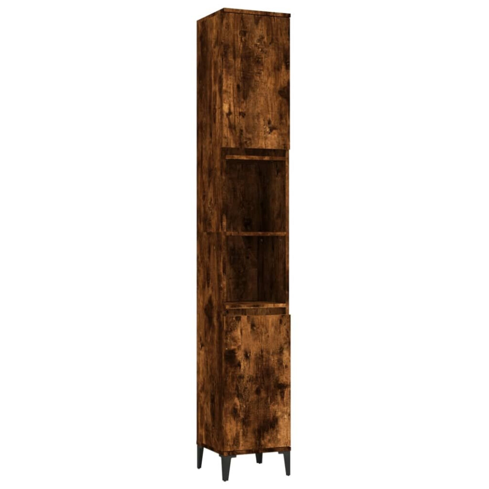 Vidaxl (Smoked Oak) Bathroom Cabinet Cupboard Washroom Storage Cabinet Engineered Wood