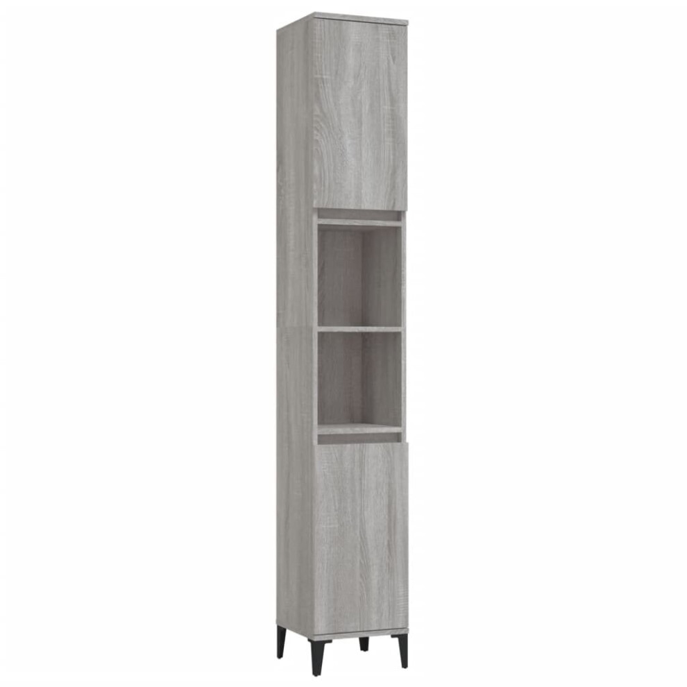Vidaxl (Grey Sonoma) Bathroom Cabinet Cupboard Washroom Storage Cabinet Engineered Wood
