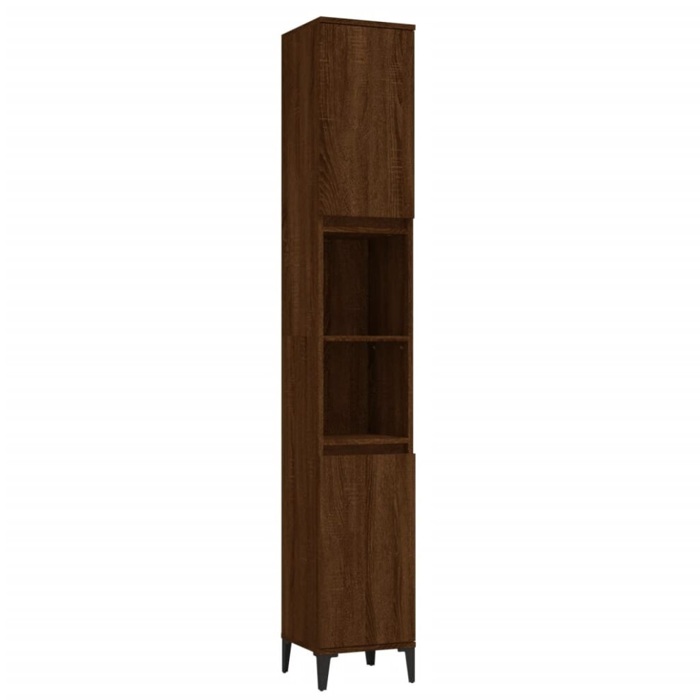 (brown oak) vidaXL Bathroom Cabinet Cupboard Washroom Storage Cabinet Engineered Wood