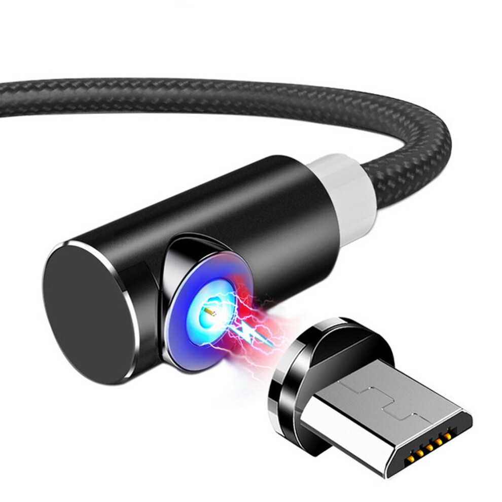 Topk 2.4A Micro Usb 360 Degree Elbow Magnetic Led Indicator Fast Charging Data Cable For Huawei Oppo Vivo Xiaomi Black/Red/Gold 6900055831779