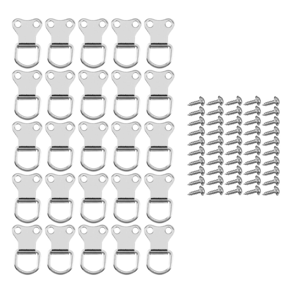 25 Pcs D-Ring Picture Frame Hanging Hooks Double Hole Hangers With Screws Silver 4761978980805