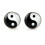 PAIR round pin Yin and 10mm earrings 2