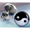 PAIR round pin Yin and 10mm earrings 3