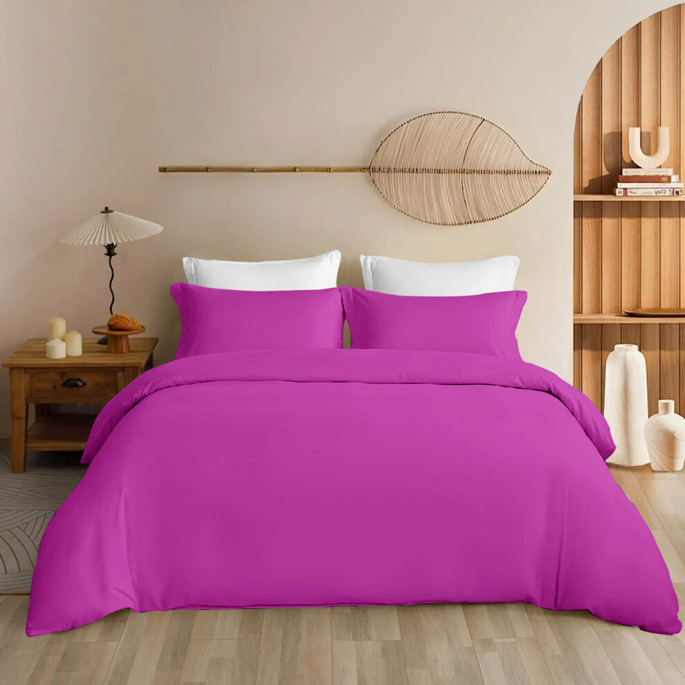 (Purple, King) Plain Dyed Duvet Quilt Cover with Pillowcase Bedding  Set Quilt Cover Set Single Double King Size