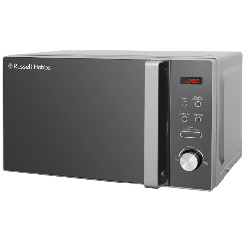 Russell Hobbs RHM2076S Silver Microwave, 20L, 800W, 5 Power Levels, 8 Auto-Cook Settings, Mirror Door, Fits 26cm Plate
