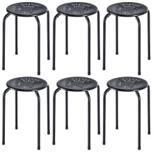 6PCS Stacking Round Bar Stool Kitchen Nesting Stool Dining Chair Black