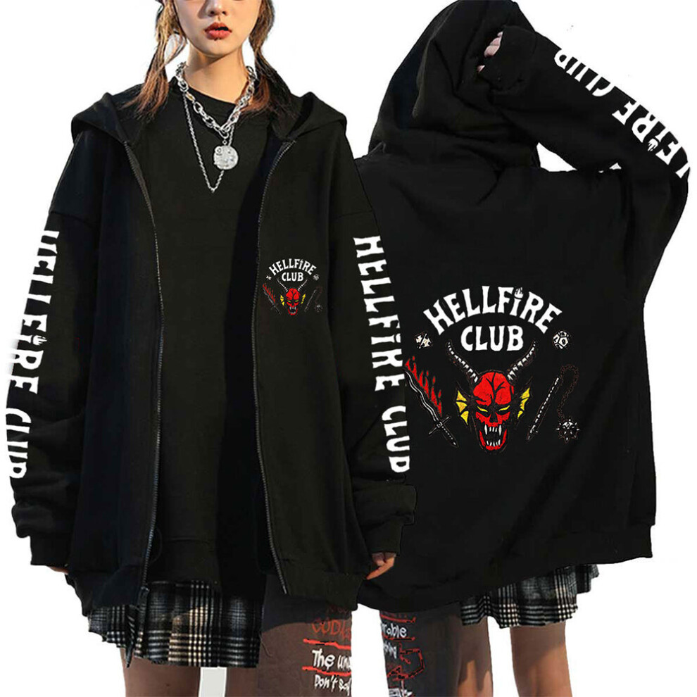 (S) Stranger Things Womens Zipper Hooded Sweatshirt Long Sleeve Jacket Winter Coat