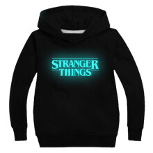 (11-12 Years, Black Fluorescence) Stranger Things Kids Boys Girls Hooded Sweatshirt Long Sleeve Pullover Casual Tops