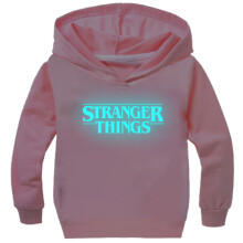 (9-10 Years, Pink Fluorescence) Stranger Things Kids Boys Girls Hooded Sweatshirt Long Sleeve Pullover Casual Tops