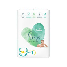 Pampers Pure Protection Dermatologically Tested Perfume Free Diapers, Size 1, For 2-5 Kg Baby, Pack of 50's