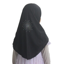 Muslim Kids Girls Hijab Islamic Shawls Scarf Drill on Hijab Back Style for 2 to 7 old Girls