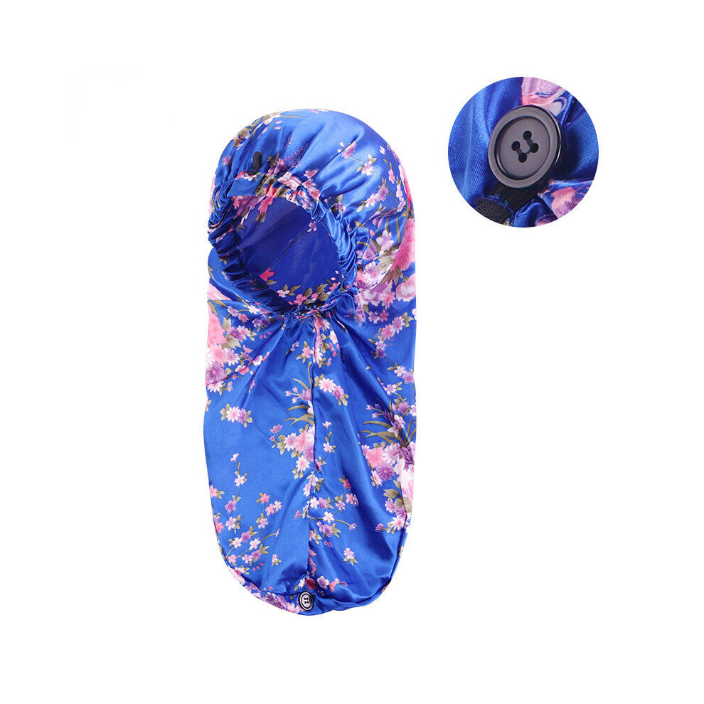 Multicoloured Satin Floral Print Sleep Cap Silk Soft Elastic Long Bonnet For Hair Care Natural Curly Cover Women Shower Cap Nightcap Turban