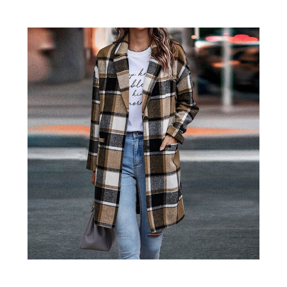 Women's Loose Casual Long Sleeve Jackets Autumn Shirt Coats Female Plaid Woolen Coat Long Streetwear Insothing Female-image-OPC-PBQJ58R-NEW