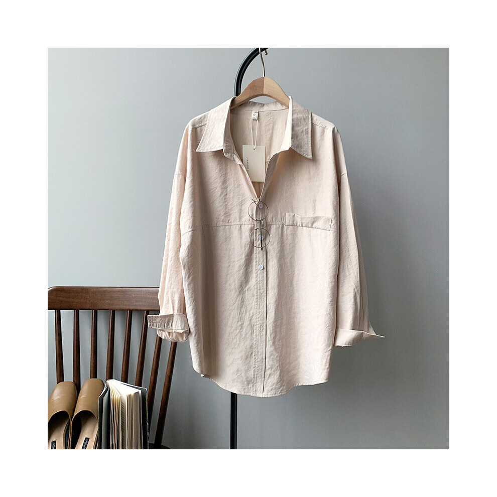 Minimalist Loose Shirts for Women Turn-down Collar Solid Female Shirts Tops Spring Summer Blouses-image-OPC-PBQJHFD-NEW