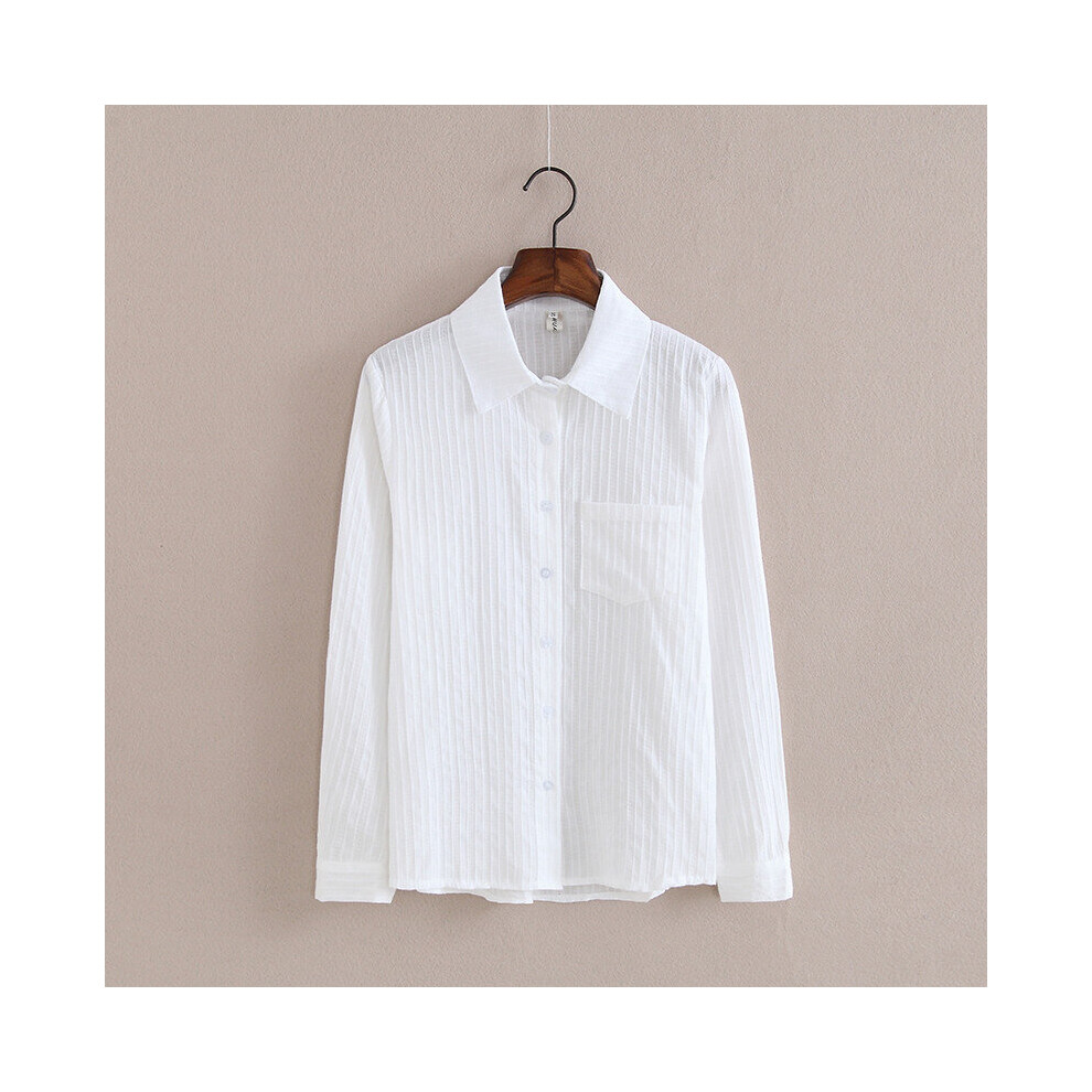 Foxmertor 100% Cotton Shirt Blouse Spring Autumn Blouses Shirts Women Long Sleeve Casual Tops Solid Pocket Blusas #66-image-OPC-PBQJHCJ-NEW