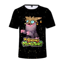 (Black, 140cm/55.12in) My Singing Monsters Cartoon Casual Fashion Short Sleeves Shirts Kids Gifts Fans
