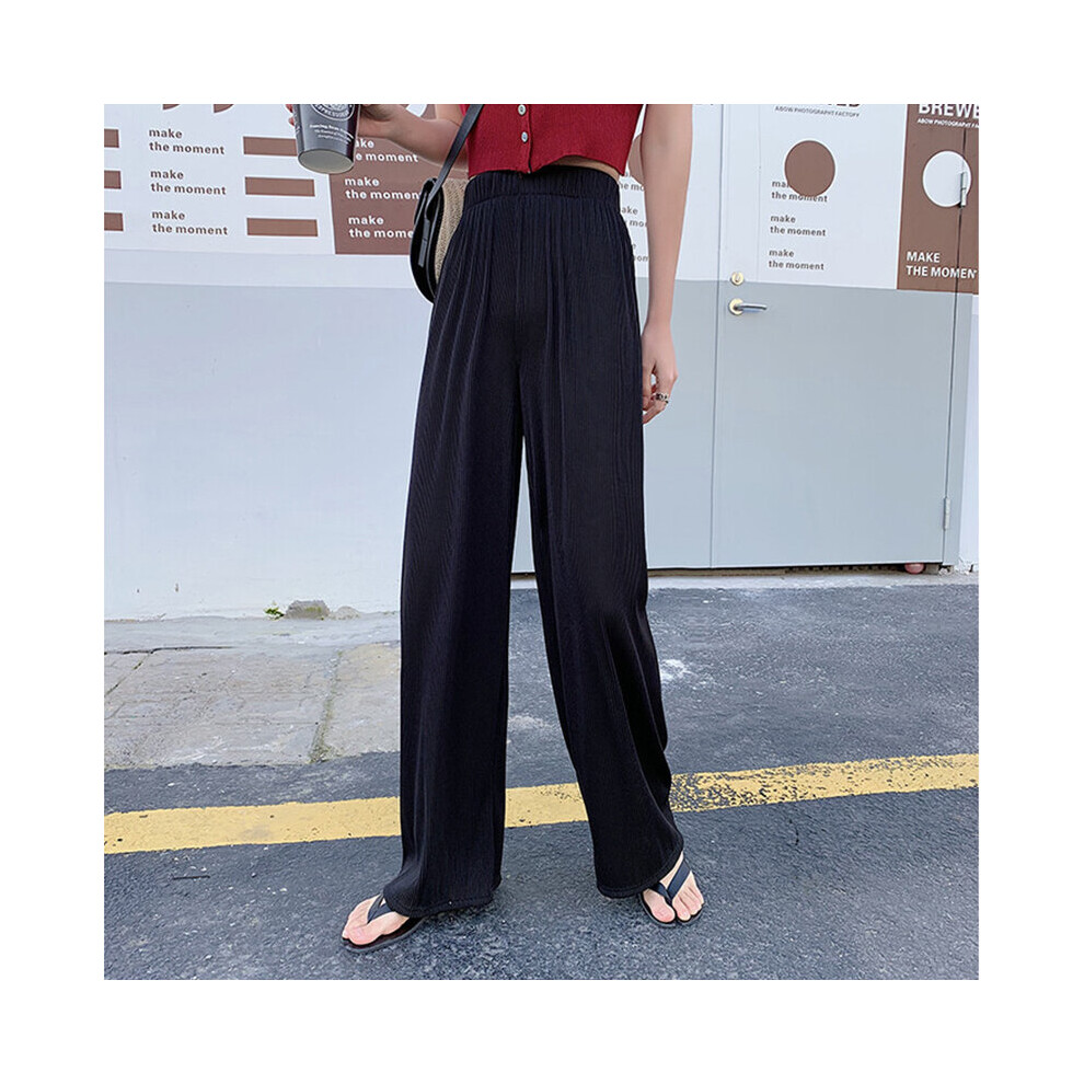 Summer Autumn Women Wide Leg Pant High Waist Loose Casual Palazzo Pant Pleated Fluid Trousers Streetwear-image-OPC-PBQMZMC-NEW