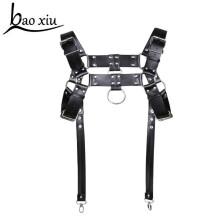Male man handsome metal Punk Leather Harness Rivet Goth Body Bondage Belts chest Cross back belt rock accessor