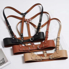 Woman Faux Leather Dress Belt Sexy Punk Rock Body Bondage Wide Waist Belt Harness Garters Suspenders Straps Accessories