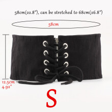 Women Wide Corset Elastic Waistband For Dress Vintage Stretchy Gridle Cloth Lace Up Tied High Waist Decorative Belt Cummerbunds
